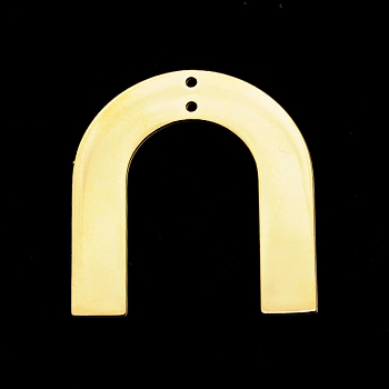201 Stainless Steel 2-Loop Link Pendants, Laser Cut, Arch, Golden, 34x31x1mm, Hole: 1.5mm