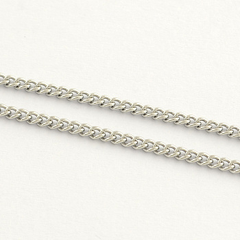 Stainless Steel Twisted Chains, with Spool, Unwelded, Stainless Steel Color, 1.8x1.2x0.4mm, about 82.02 Feet(25m)/roll