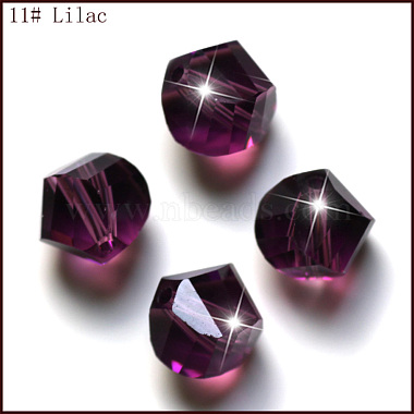 6mm Purple Polygon Glass Beads