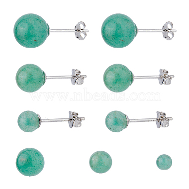 Round Green Aventurine Stud Earrings