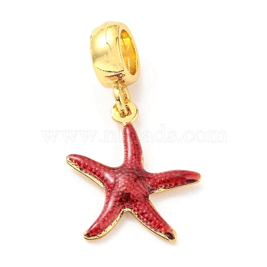FireBrick Starfish Brass+Enamel Dangle Charms