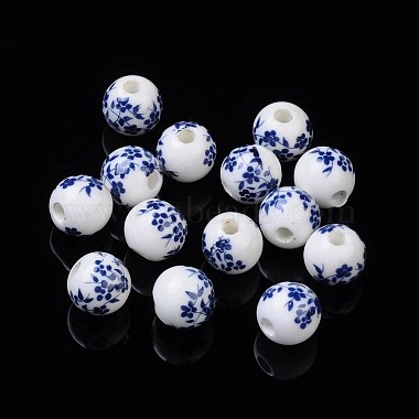 10mm PrussianBlue Round Porcelain Beads