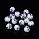 Perles de porcelaine en céramique bleues et blanches(X-PORC-Q201-10mm-4)-1