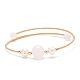 Bracelet en perles rondes de quartz rose naturel et de perles(BJEW-JB08464-02)-1