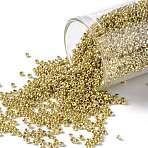 TOHO Round Seed Beads, Japanese Seed Beads, (PF557) PermaFinish Gold Metallic, 15/0, 1.5mm, Hole: 0.7mm, about 15000pcs/50g(SEED-XTR15-PF0557)