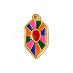 304 Stainless Steel Enamel Pendants, Polygon Charms, Mirror Polished Finish, Ion Plating(IP), Real 18K Gold Plated, 24x12mm(STAS-OY008-57G)
