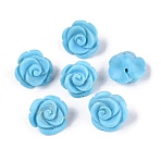 Synthetic Turquoise Carved Beads, Rose Flower, 8~10x12.5~13.5x13mm, Hole: 0.8~0.9mm(G-Q601-40B)