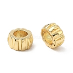 Brass European Beads, Large Hole Beads, Rack Plating, Long-Lasting Plated, Cadmium Free & Lead Free, Rondelle, Real 18K Gold Plated, 9.5x5mm, Hole: 5mm(KK-P345-02G)