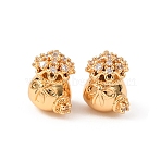 Brass Micro Pave Clear Cubic Zirconia Beads, Lucky Bag, Real 16K Gold Plated, 10x8.5x7mm, Hole: 2mm(KK-T082-12G)