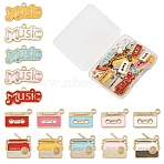 30Pcs 15 Styles Music Theme Alloy Enamel Pendants, Golden, Cadmium Free & Nickel Free & Lead Free, Mixed Color, 13.5~19.5x19.5~28x1.8~2mm, Hole: 1.8mm, 2pcs/style(ENAM-YW0009-14)