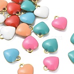 304 Stainless Steel Enamel Charms, Golden. Mixed Colors, Heart, 9x8x3mm, Hole: 1.2mm(STAS-K303-01A-G)