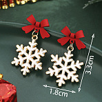 Alloy Enamel Dangle Stud Earrings, with Acrylic, Golden, Snowflake, 33x18mm(FS-WG7AF48-18)