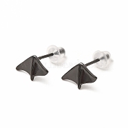 Brass Asymmetrical Earrings for Women, Demons Wing Shape Stud Earrings, Electrophoresis Black, 11x6.5mm, Pin: 0.7mm(EJEW-L262-01EB)