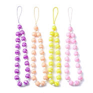 Round Acrylic Beaded Mobile Straps, Nylon Thread Mobile Accessories Decoration, Mixed Color, 20.5~21cm(HJEW-JM01249)