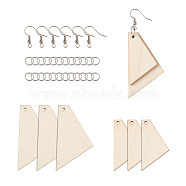 Yilisi DIY Trapezoid Natural Wood Pendants Earring Making Kits, Include Platinum Plated Brass Earring Hooks and Jump Rings, Antique White, 340pcs/set(DIY-YS0001-15)
