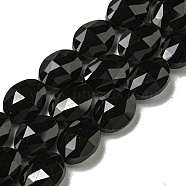 Natural Obsidian Beads Strands, Faceted, Flat Oval, 10x8x5mm, Hole: 1mm, about 38pcs/strand, 15.04''(38.2cm)(G-P544-D08-01)