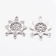 Chandelier Component, Alloy Links, Cadmium Free & Lead Free, Antique Silver, Snowflake, 31x26x2mm, Hole: 2mm(EA481Y)