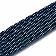 Electroplate Non-magnetic Synthetic Hematite Beads Strands, Flat Round/Disc, Royal Blue, 2x1mm, Hole: 0.8mm, about 450~456pcs/strand, 15.75 inch~15.94 inch(40cm~40.5cm)(G-T114-58-04)