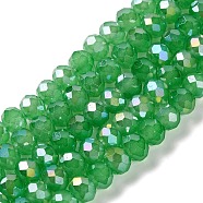 Baking Electroplate Glass Beads Strands, AB Color, Faceted, Round, Medium Sea Green, 6x5mm, Hole: 1mm, about 83~84pcs/strand, 16.14''(41~41.5cm)(DGLA-A039-J6MM-B03)