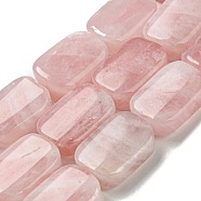 Natural Rose Quartz Beads Strands, Rectangle, 17~18x12.5~13x6~6.5mm, Hole: 1mm, about 22pcs/strand, 15.35''(39cm)(G-M420-M03-02)