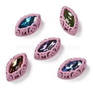 Sew on Rhinestone, Glass Rhinestone, with Brass Findings, Garments Accessories, Horse Eye, Mixed Color, Plum, 12.5x7.5x5mm, Hole: 0.8mm(RGLA-P033-D02-08)