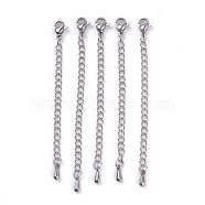 304 Stainless Steel Chain Extender, with Lobster Claw Clasps and Bead Tips, Stainless Steel Color, 68.5mm, Link: 4x2.8x0.5mm, Clasp: 9.3x6x3mm(STAS-G221-27P)