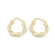 Brass Hoop Earrings, with Plastic Pearl, Long-Lasting Plated, Lead Free & Cadmium Free, Real 18K Gold Plated, 26x24x5mm, Pin: 1~2mm(EJEW-Q811-37G)