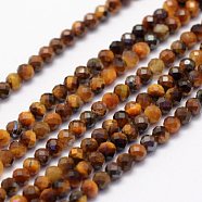 Natural Tiger Eye Beads Strands, Faceted, Round, 2mm, Hole: 0.4~0.5mm, about 181~210pcs/strand, 15.4 inch(39.2cm)(G-F460-61)