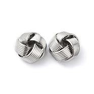 Brass European Beads, Large Hole Beads, Knot, Real Platinum Plated, 13.5x9mm, Hole: 4mm(KK-P234-32P)