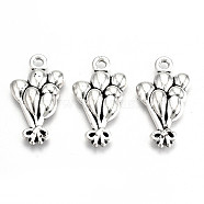 Tibetan Style Alloy Pendants, Lead Free & Cadmium Free, Balloon, Antique Silver, 21.5x12.5x2.5mm, Hole: 1.6mm(X-TIBE-S323-069AS-RS)