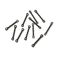304 Stainless Steel Connector Charms, Textured Bar Links, Black, 15x2.5x1.2mm, Hole: 1.2mm(STAS-Q323-09EB)