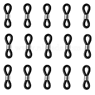 100Pcs Eyeglass Holders, Glasses Rubber Loop Ends, with Iron Findings, Black, 21x4.5mm(FIND-CJ0001-07A)