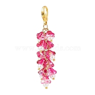 Trumpet Flower Glass Pendant Decorations, Lobster Clasp Charms, Clip-on Charms, for Keychain, Purse, Backpack Ornament, Crimson, 69mm(HJEW-JM00800-02)