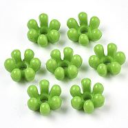 Opaque AS Plastic Bead Caps, 6-Petal, Flower, Lime, 22.5x20.5x12.5mm, Hole: 4.5mm(X-MACR-T039-021B)