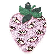 Halloween Printed Acrylic Pendants, with Glitter Powder, Eye, 40.5x29.5x2.5mm, Hole: 1.5mm(MACR-M048-02F)