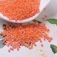 MIYUKI Delica Beads Small, Cylinder, Japanese Seed Beads, 15/0, (DBS0161) Opaque Orange AB, 1.1x1.3mm, Hole: 0.7mm, about 3500pcs/10g(X-SEED-J020-DBS0161)
