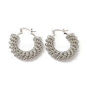 Brass Wire Mass Hoop Earrings for Women, Platinum, 33x32.5x8.5mm, Pin: 0.9x1~1.5mm(EJEW-G337-01P)