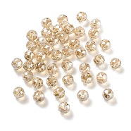 Electroplate Round Glass Beads ,Pearl Luster Plated, Faceted, BurlyWood, 8mm, Hole: 1.4mm(EGLA-A043-01-PL02)