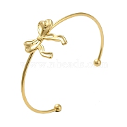 304 Stainless Steel Bowknot Cuff Bangles for Women, Real 18K Gold Plated, Inner Diameter: 2-1/2 inch(6.2cm)(AJEW-R100-01A-G)