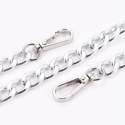 Bag Strap Chains, with Aluminum Curb Link Chains and Alloy Swivel Clasps, Platinum & Silver, 40cm, Link: 16.5x11.5x3.5mm, Clasps: 38x12x5.5mm(IFIN-WH0051-03PS)