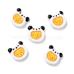 Resin Cabochons, Imitation Food, Panda Head Shaped Sushi Roll, Gold, 24x24.5x8.5mm(CRES-P020-03B)