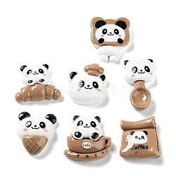 Opaque Resin Cabochons, Panda with Cup/Bread/Bag, Camel, 21.5~32x18~26x6.5~10.5mm(RESI-G085-08)