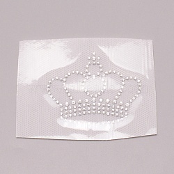 Crown Glitter Hotfix Rhinestone, Iron on Patches, Dress Shoes Garment Decoration, Crystal, 50x60x1.5mm(DIY-WH0268-07)