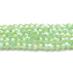 Imitation Jade Electroplate Glass Beads Strands, AB Color Plated, Faceted, Bicone, Green, 4x4mm, Hole: 0.8mm, about 87~98pcs/strand, 12.76~14.61 inch(32.4~37.1cm)(GLAA-F029-J4mm-A01)