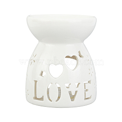 Gorgecraft 1Pcs Ceramic Candle Holder Oil Burner, Essential Oil Incense Aroma Diffuser, Flower Pattern, 7.45x8.9cm, Hole: 33x50mm, Inner Diameter: 6.8cm(DJEW-GF0001-32A)