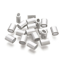 Oval Aluminum Sleeves Clamps, for Wire Rope Swage Clip, Stainless Steel Color, 5x4x3mm, Hole: 1x2mm(X-STAS-F258-02P)