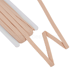 Nylon Double Folding Elastic Cord, Flat with Wavy Edge Trimming, PeachPuff, 12mm, about 21.87 Yards(20m)/Card(FIND-WH0155-047A)