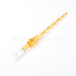 Glass Dip Pen, Yellow, 18.9x1.3x1.3cm(AJEW-WH0182-36G)