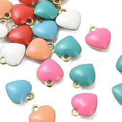 304 Stainless Steel Enamel Charms, Golden. Mixed Colors, Heart, 9x8x3mm, Hole: 1.2mm(STAS-K303-01A-G)