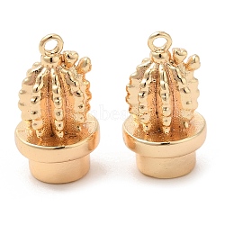 Brass Charms, Cactus Charm, Real 18K Gold Plated, 14x8mm, Hole: 1mm(KK-G468-44G)